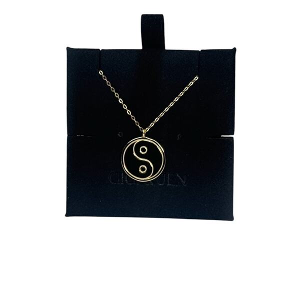 Yin Yang Necklace 925 Sterling Silver Color 18k gold plated Gold 18" - Picture 1 of 7